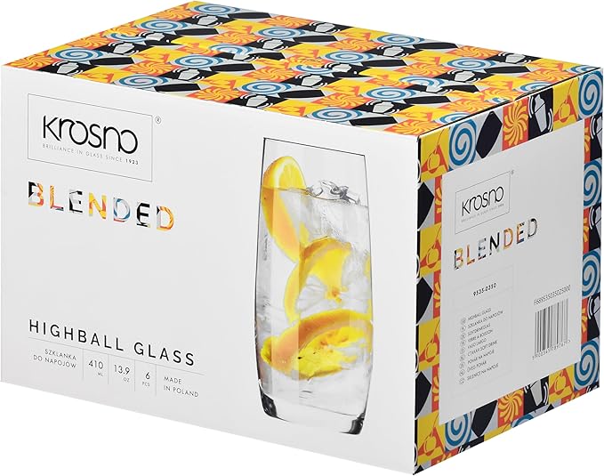 Krosno Blended Long Drink Glasses | Set of 6 | 13.9 oz | Tall Drinking Glasses - Image 9