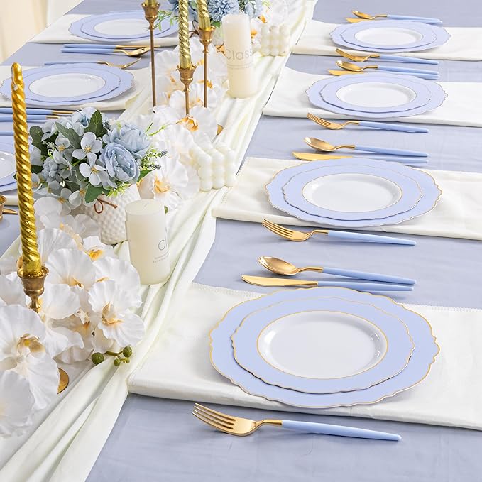 60pcs Blue Plates Disposable - Image 8