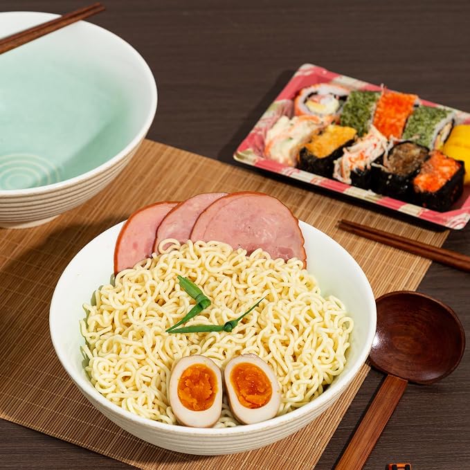 8 Inch Ceramic Ramen Bowl Set of 2, 40oz Japanese Bowls - Image 9