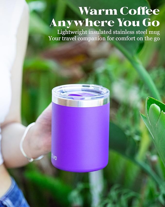 12oz Insulated Coffee Mug with Lid – Includes Two Lids, Stainless Steel Coffee - Image 9