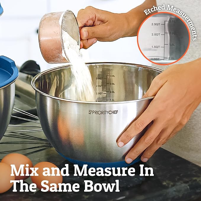 Premium Mixing Bowls With Airtight Lids Set, Thicker Stainless Steel Mixing - Image 7
