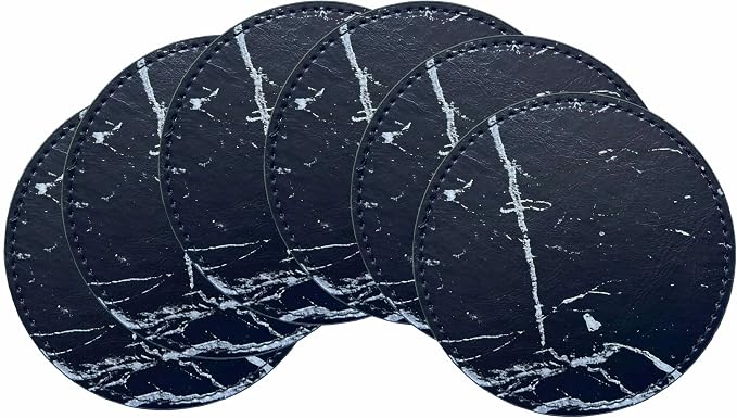 Set of 6 Leather Coasters, Round Coasters - Image 6