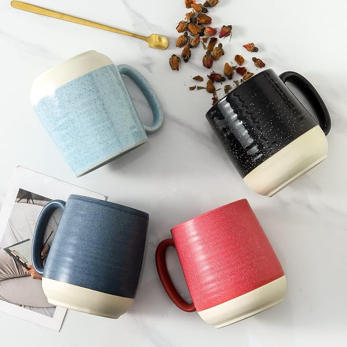 HASENSE Ceramic Large Coffee Mugs Set of 4-15 Ounce Porcelain Coffee Cups Set - Image 7