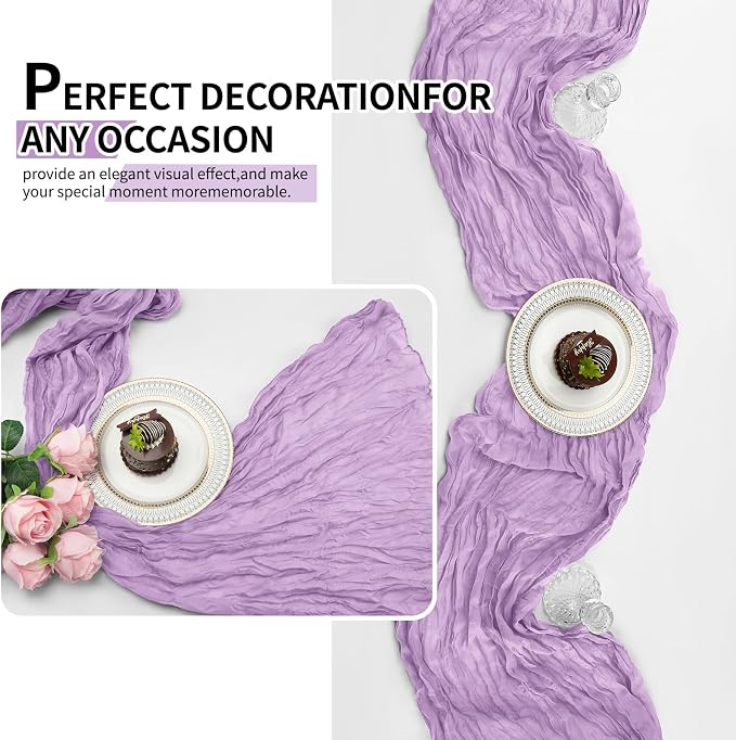 12 Pack Lavender Cheesecloth Table Runner 10Ft, Lilac Purple Table Runners 21.5 - Image 7