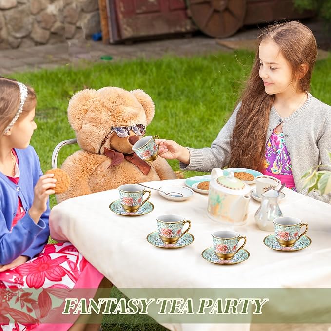 6 Pcs 3 oz Mini Vintage Floral Tea Cups and Saucers Set, Christmas Halloween - Image 7