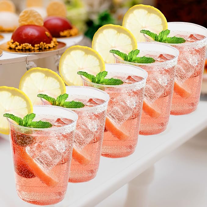 FOCUSLINE 100 Count 10 oz Clear Plastic Cups | Disposable Heavy Duty Hard - Image 8