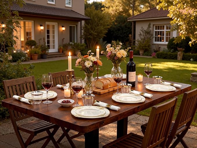 Nervure 350Pcs Ivory Plastic Plates, Plastic Dinnerware Set - Image 9