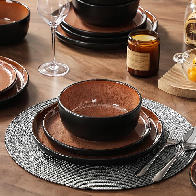 vancasso Plates and Bowls Sets, 18 Pieces Stoneware Dinnerware Sets - Image 9
