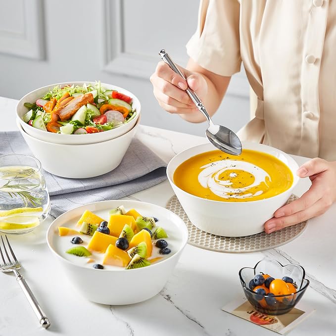 MALACASA 35 OZ Soup Bowls Set of 4, Kitchen Essential, Dishwasher Microwave Safe - Image 7