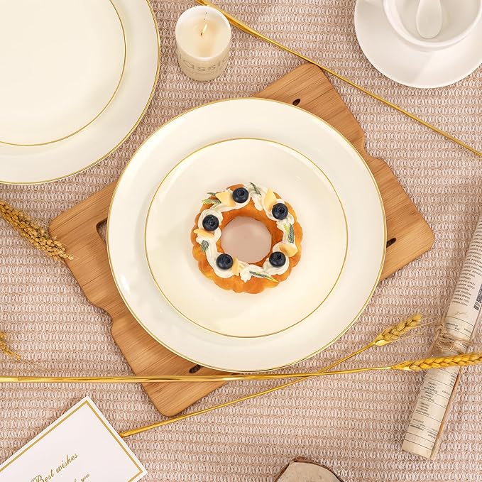 PULOTE 100PCS Ivory Plastic Plates - Image 9