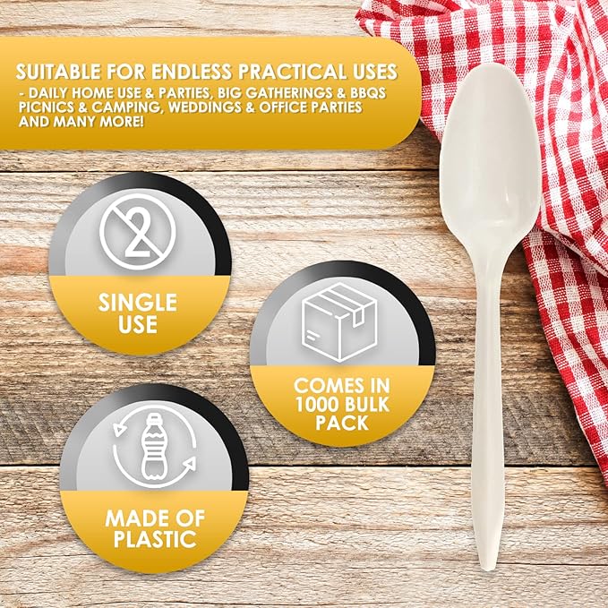 PAMI Medium Weight Disposable Plastic Teaspoons, Bulk Pack - Image 6