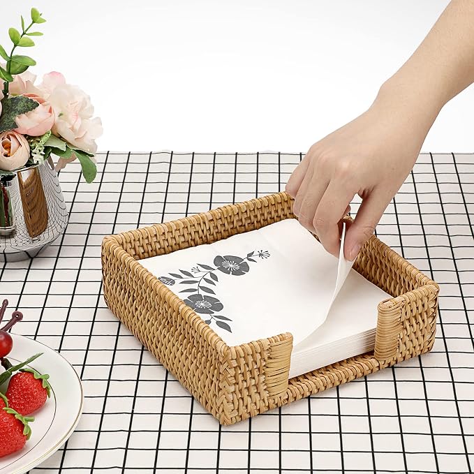 Sumnacon Napkin Holder, Wicker Napkin Holder Table, Rattan Napkin Basket - Image 7