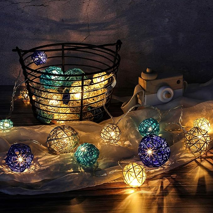 Patelai 36 Pcs Wicker Rattan Balls Decorative Balls for Vase Centerpiece Bowls Orbs Filler for Home Decor,4 Sizes