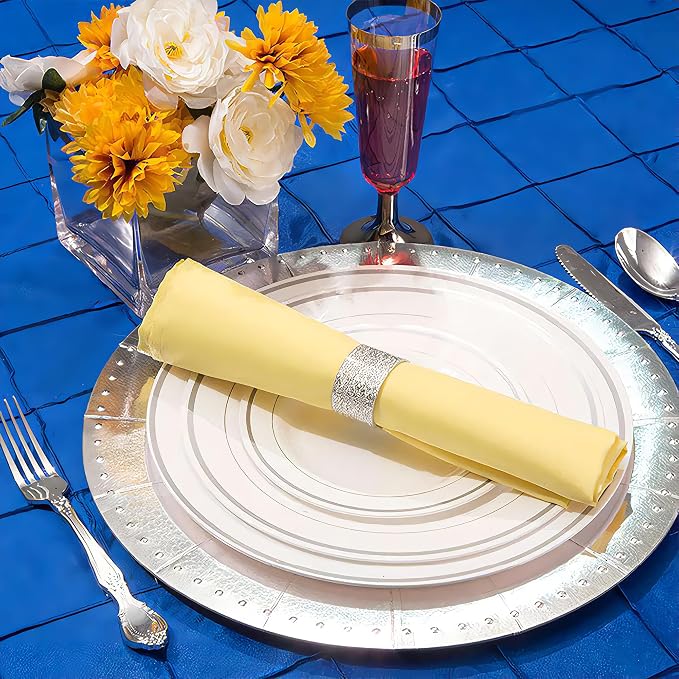 Kaya Elegant Silver & Gold Rim Disposable Pastry Plates - Image 7