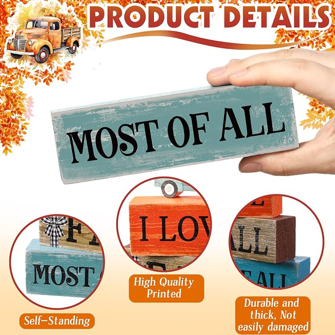 4 Pcs Thanksgiving Decoration for Home Fall Truck Decor Fall Tiered Tray Decor - Image 6