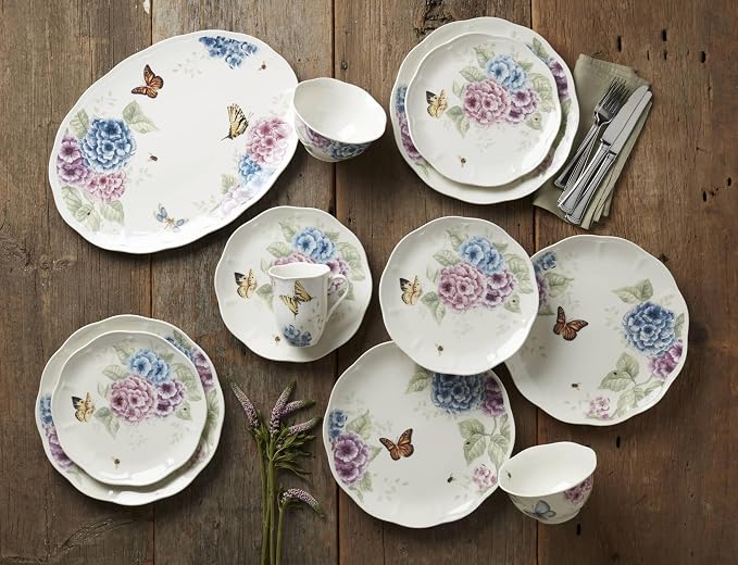 Lenox Butterfly Meadow Hydrangea Porcelain 12-Piece Dinnerware Set - Image 7