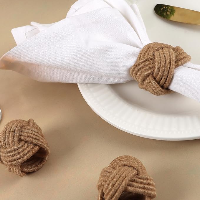 ALPHA Living HOME Rustic Jute Napkin Rings Set of 12 - Image 9