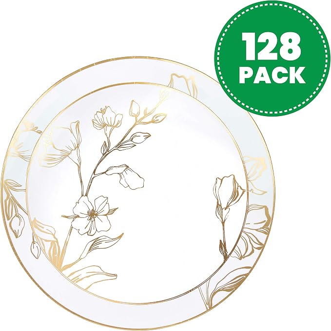 PLASTICPRO White Plastic Design Party Plates Premium heavyweight Elegant - Image 8