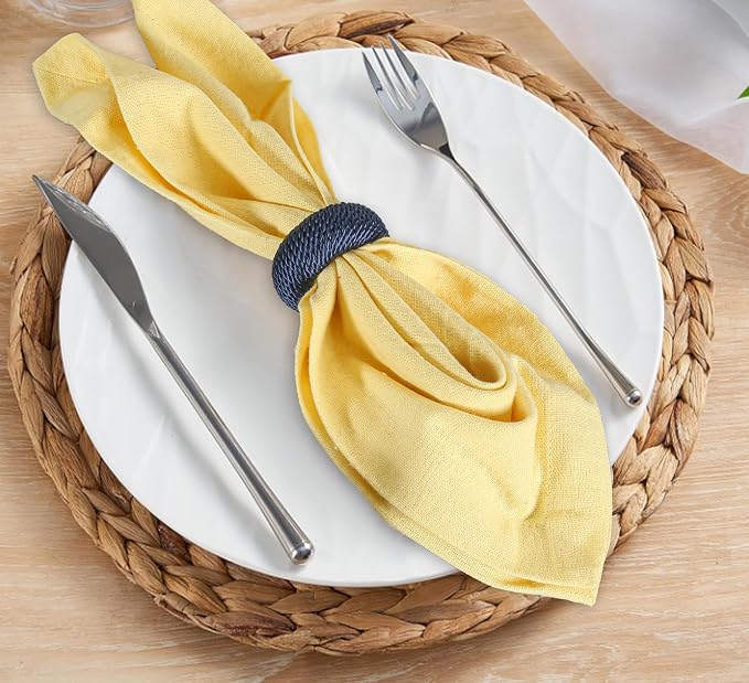 Blue Napkin Rings Set of 12, Rustic Boho Rayon | Rayon over plastic core - Image 9