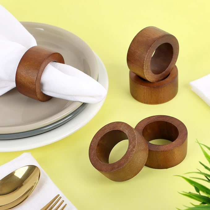 ALPHA Living HOME Handmade Wood Napkin Rings Set of 12 - Image 9