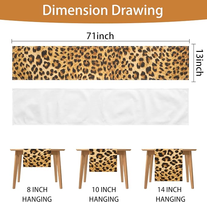 Linen Leopard Print Table Runner 13x71 Inch Farmhouse Western Leopard Decor - Image 7