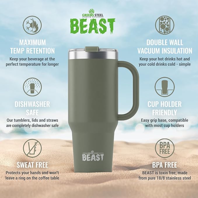 Beast 42 oz Tumbler with Handle Stainless Steel Vacuum Insulated Coffee Ice Cup - Image 7