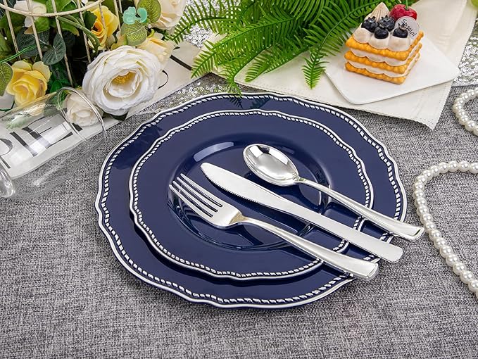 60pcs Blue Plastic Plates - Image 8