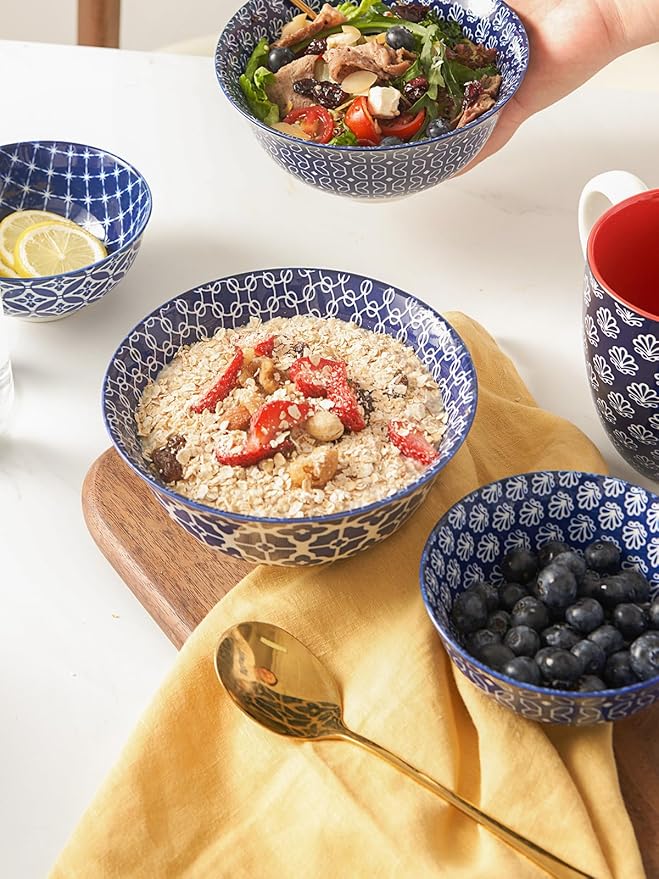 DOWAN Cereal Bowls Set of 6, Ceramic Soup Bowls 23 OZ, 6 Inch Small Dessert - Image 7