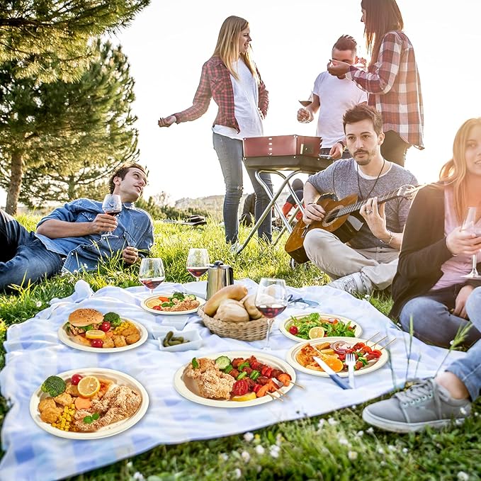 Vplus 100% Compostable Oval Paper Plates 12 inch 125 Pack, Disposable Paper - Image 7