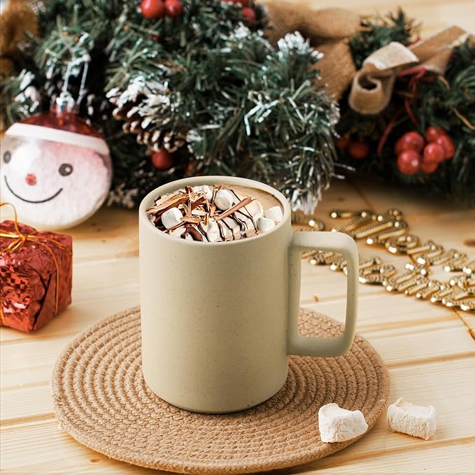 E-liu Large 15 Ounces Porcelain Coffee Mug Tea Mugs Set of 6 | Cups - Image 7