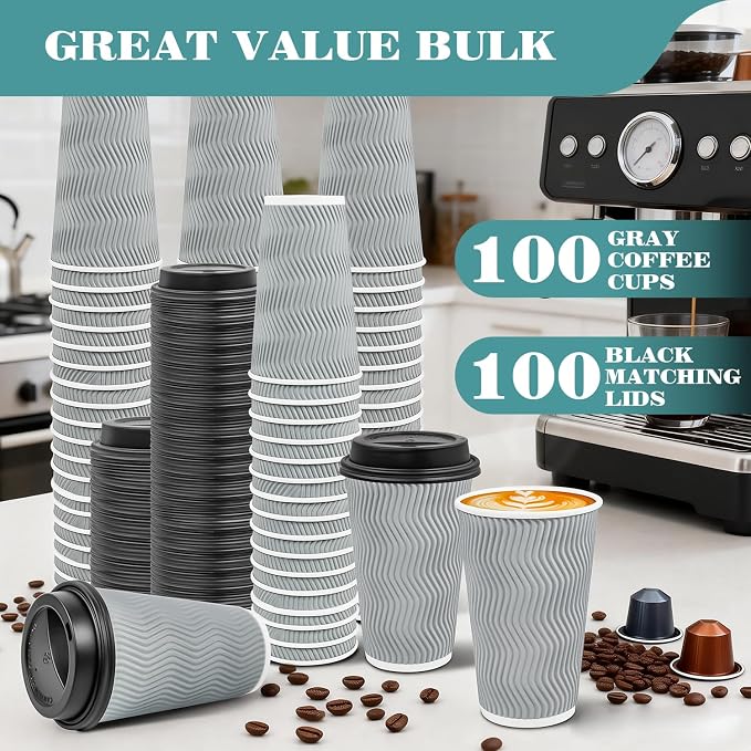 Ginkgo 100 Pack 16 oz Disposable Insulated Coffee Cups - Image 6