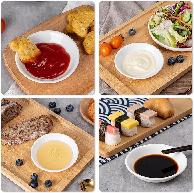 Eisinly 6 Pack Dip Bowls, 3 OZ Ceramic Soy Sauce Dish, BBQ Party Supplies - Image 7