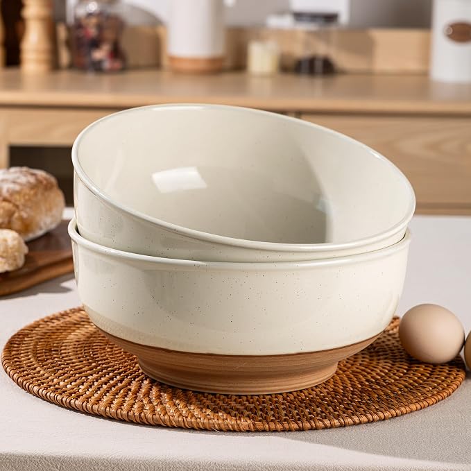 AmorArc 9.8’’ Ceramic Serving Bowls, 3.1 Qt Extra Large Salad Bowls Set of 2 - Image 9
