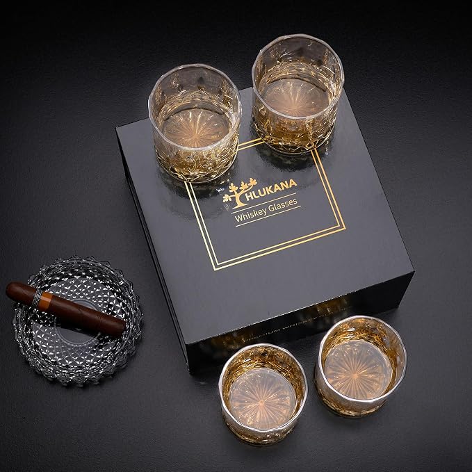 Hlukana Luxury Box Old Fashioned Whiskey Glasses Set of 4, 11 OZ Cocktail - Image 8
