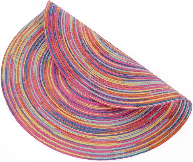SHACOS 15 inch Round Placemats Set of 6 Variegated Multicolor Place Mats Cotton - Image 9