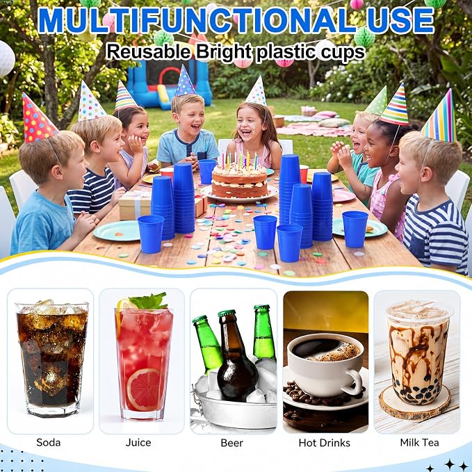 Yungyan 100 Pack 16 oz Stadium Cups Reusable Plastic Cups Blank Drink Stadium - Image 6