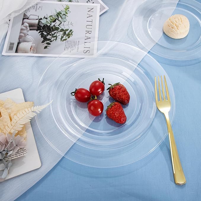 FLOWERCAT 100PCS Clear Plastic Plates - Image 8