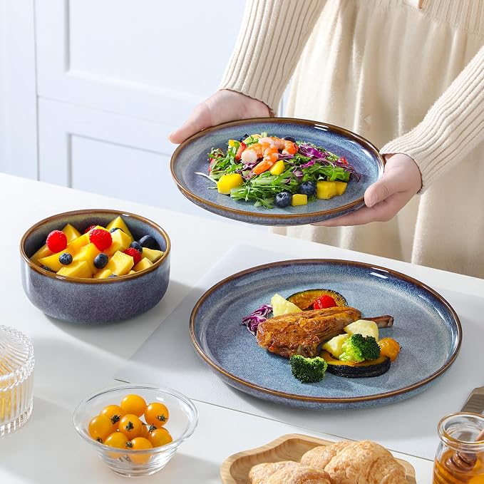 vancasso PLAYA Plates and Bowls Sets, 24 Pieces Grey-Blue Dinnerware Sets - Image 7