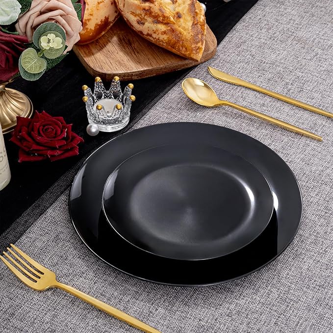 PULOTE 200PCS Black Plastic Plates - Image 9