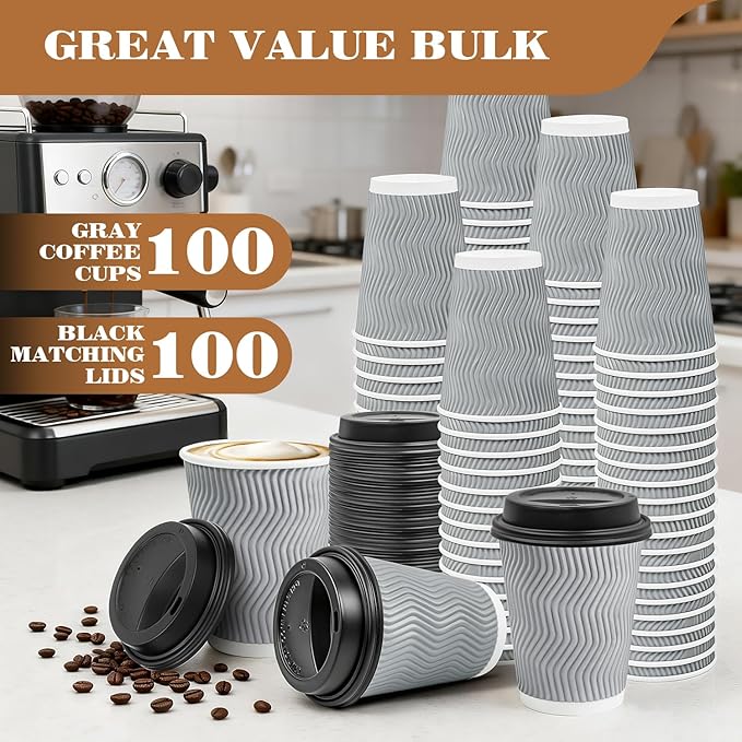 Ginkgo 100 Pack 12 oz Disposable Insulated Coffee Cups - Image 6