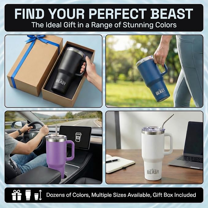Beast 42 oz Tumbler with Handle Stainless Steel Vacuum Insulated Coffee Ice Cup - Image 9