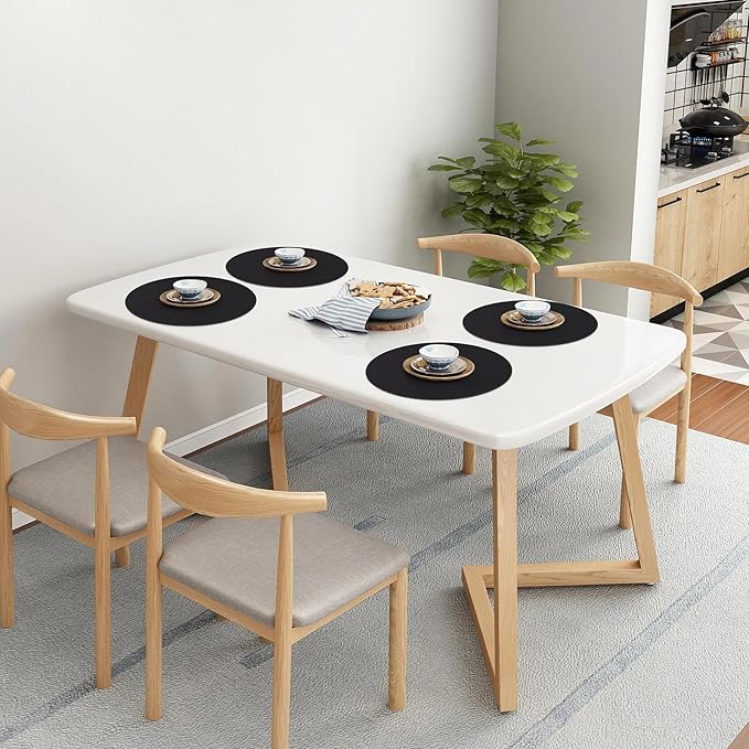 Homaxy Round Faux Leather Placemats and Coasters, Wipeable Place Mats, - Image 9