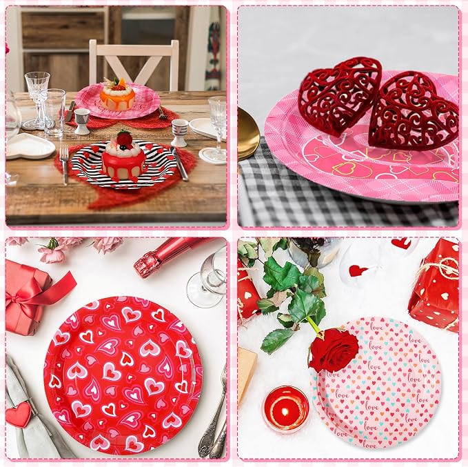 120 Pcs Valentines Party Plates 7 Inch Valentine's Day Paper Plates, Heart - Image 6