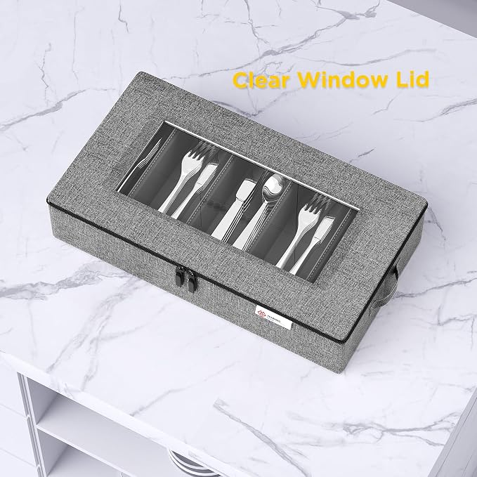 Silverware Storage Box, Hard Shell Flatware Organizer - Image 6