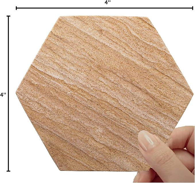 Sandstone Water Absorbent Hand Crafted Hexagon Coasters - Image 9