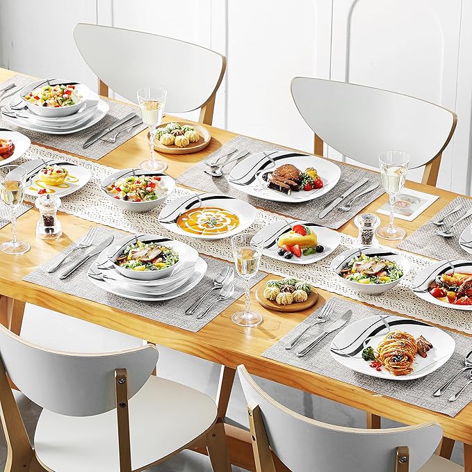 VEWEET Ceramic Dinnerware Sets for 6, FIONA | Porcelain Dinner Set Including - Image 8