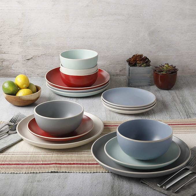 Gibson Home Rockaway 12-Piece Round Stoneware Dinnerware Set, Service - Image 7