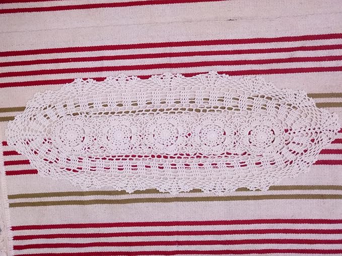 Laivigo Handmade Crochet Lace Oval Lucky Flower Tablecloth Table Runner Doilies - Image 5