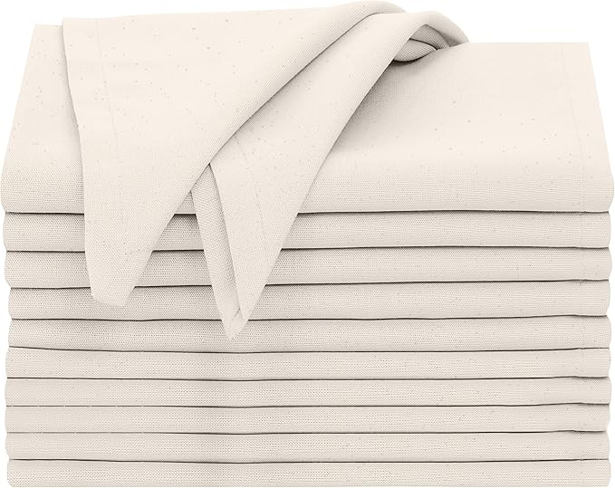 Ruvanti Cloth Napkins Set of 12, 18x18 Inches, Napkin Cloth Washable, Soft & Absorbent 100% Cotton Napkins, Perfect for Wedding, Christmas, Thanksgiving, and Dinner - Natural Color