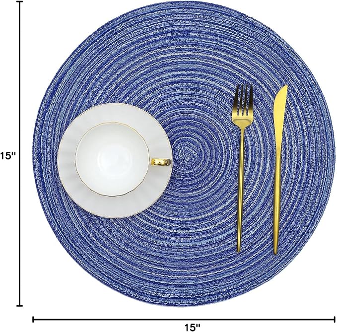 SHACOS Round Braided Placemats Set of 8 Round Table Mats - Image 10